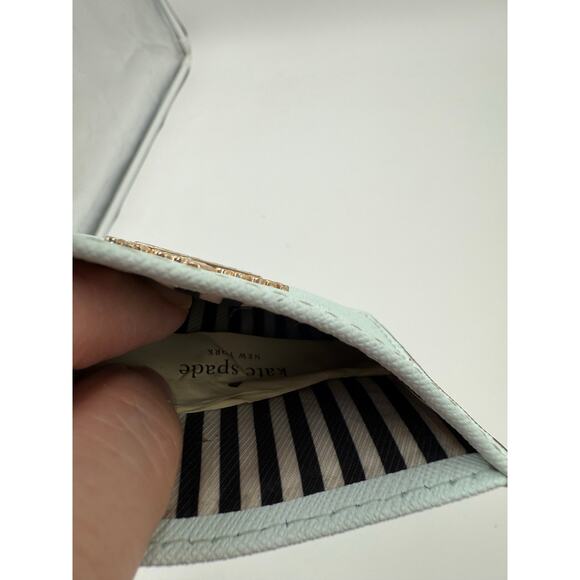Kate Spade Mint Green Slim Flat Small Credit Card Wallet minimalist holder 4" - Picture 5 of 6